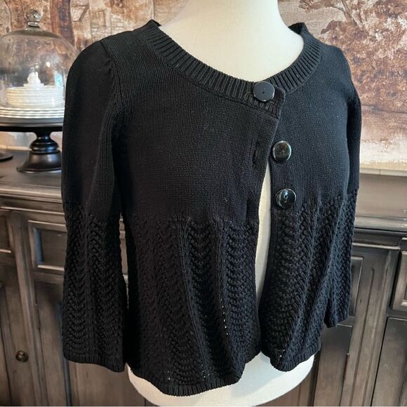 Croft & Barrow Cropped Black Cardigan Sweater Size Small - Picture 3 of 8